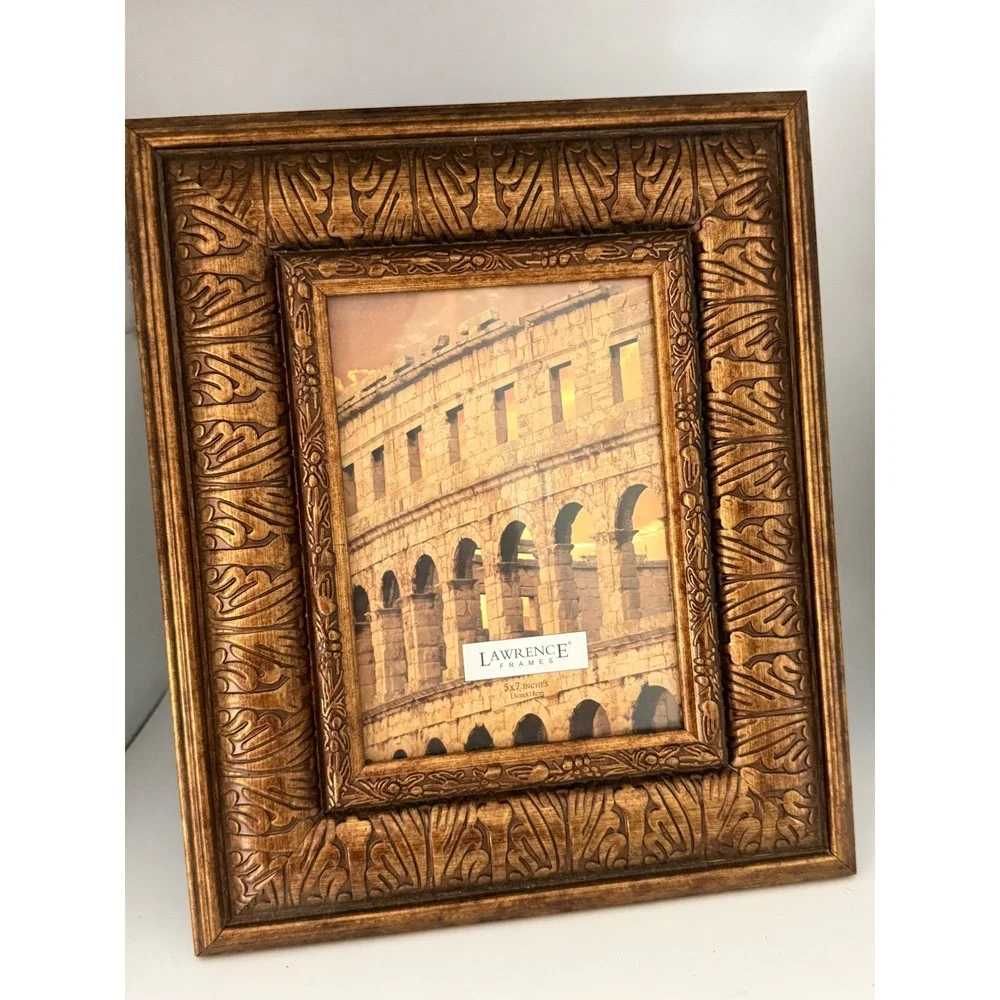 Lawrence Frames‎ Ornate Antique Gold 5x7 Picture Frame Baroque Floral Relief